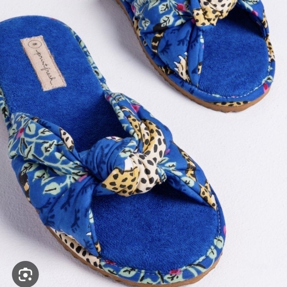 Printfresh Bagherra Print Twist Slipper Saphire 9 NWT